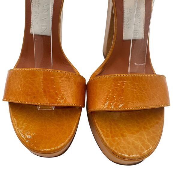 Lanvin Paris Leather Platform Ankle Strap Heels Size 39 / 7 - Picture 5 of 12